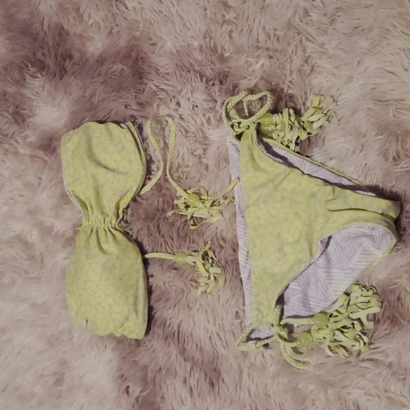 Pink Victoria S Secret Swim Xs Pink Reversible Bikini Bandeau Cheeky Butt Poshmark